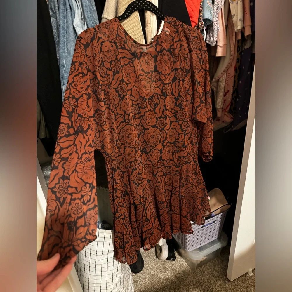 Womens topshop swing paisley floral print chuck on mini dress size 2 retro 70s - Picture 4 of 6